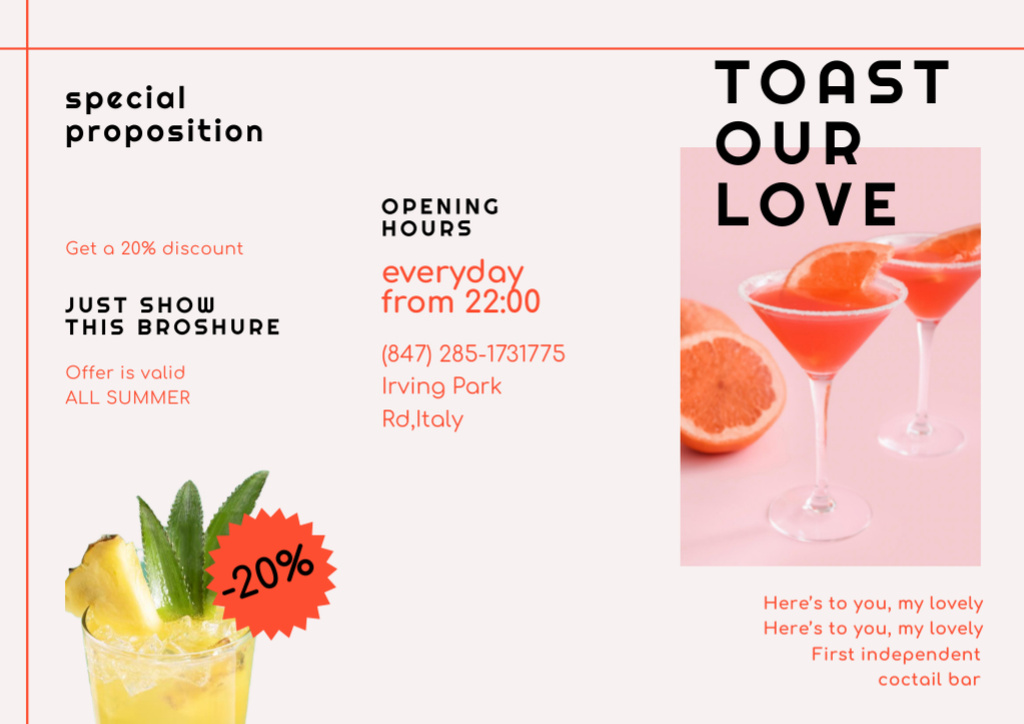 Summer Fruit Cocktail with Grapefruit Brochure Πρότυπο σχεδίασης