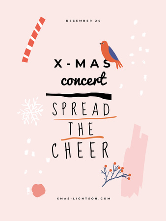 Plantilla de diseño de Christmas Concert Announcement with Bird Poster US 
