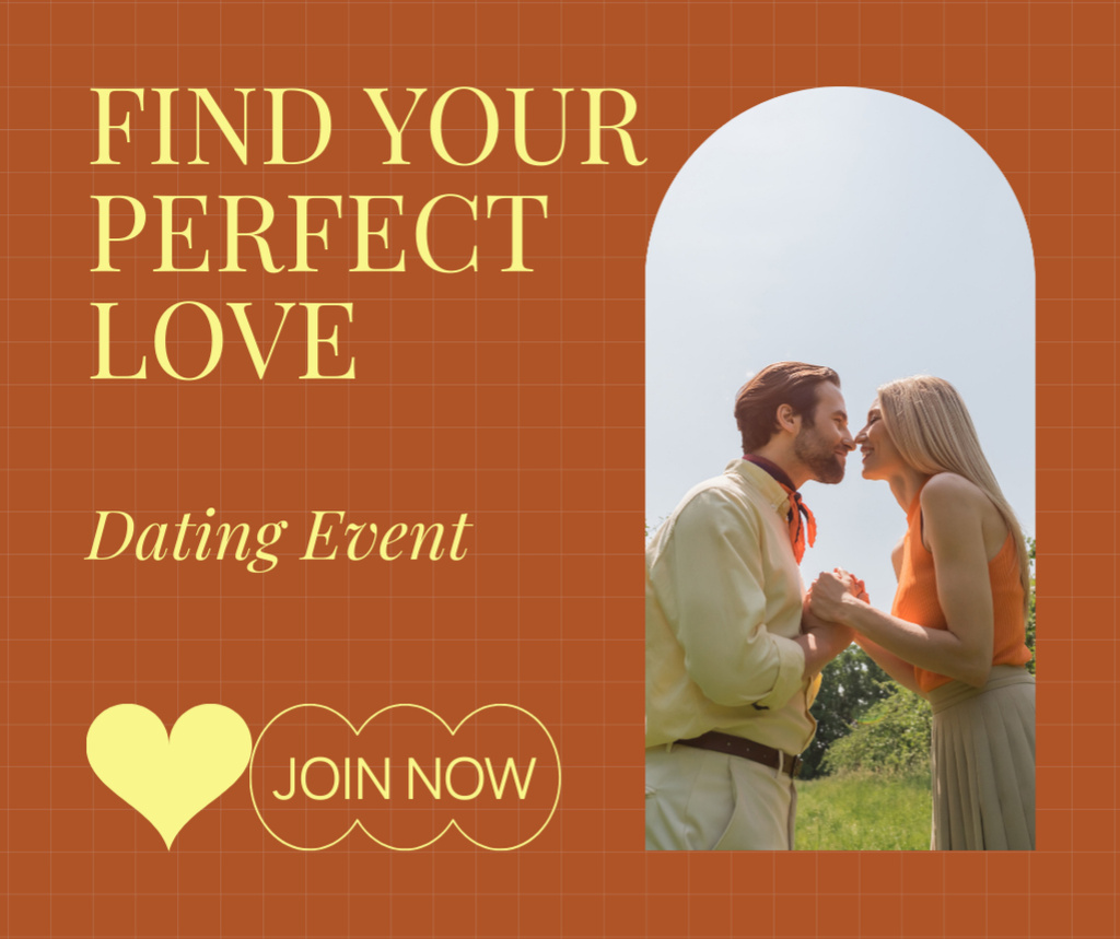 Dating Event Ad with Couple in Love Facebookデザインテンプレート