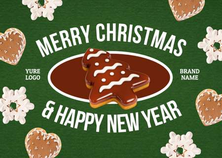Christmas Greeting with Festive Cookies Postcard 5x7in Design Template