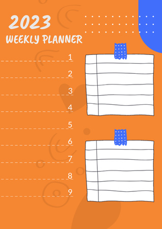 Sticky Paper Notes on Orange Schedule Planner Design Template