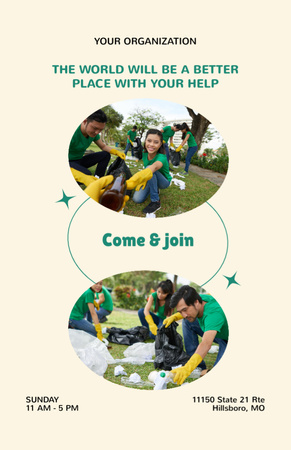 Platilla de diseño Phrase about Volunteering with People Planting Trees Invitation 5.5x8.5in