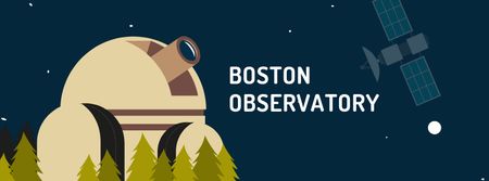 Modèle de visuel Illustration of Night Observatory - Facebook cover
