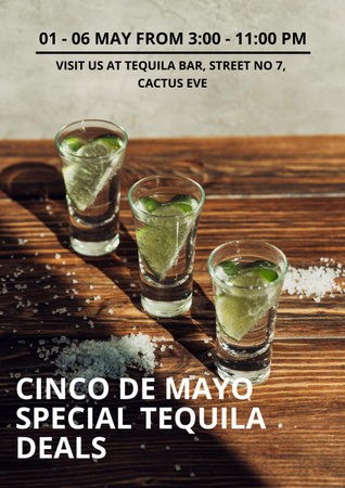 Cinco de Mayo Special Tequila Offer Poster A3 Tasarım Şablonu