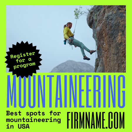 Man in Climbing Equipment on Light Green Animated Post Design Template