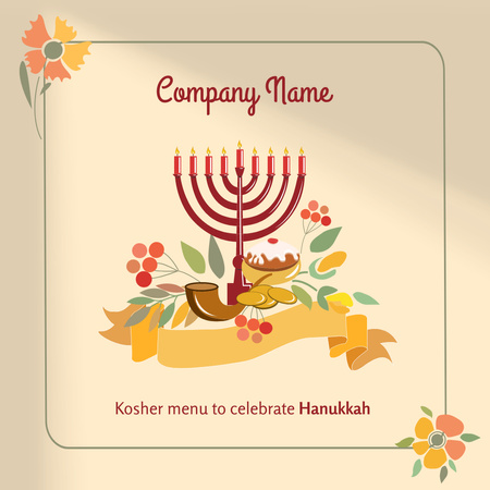 Oferta de lista de deliciosos pratos Kosher para comemorar o Hanukkah Instagram Modelo de Design