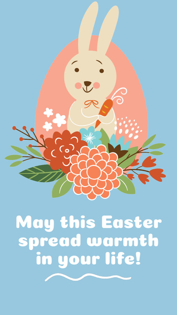 Cute Bunny With Carrot And Easter Greeting Instagram Video Story Modelo de Design