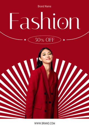 Sale Announcement with Stylish Blonde Woman in Jacket Poster 28x40inデザインテンプレート