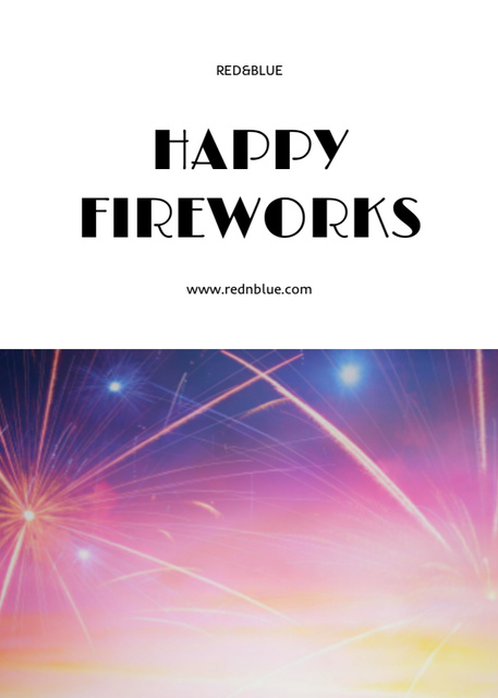 USA Independence Day With Happy Fireworks Postcard 5x7in Vertical tervezősablon