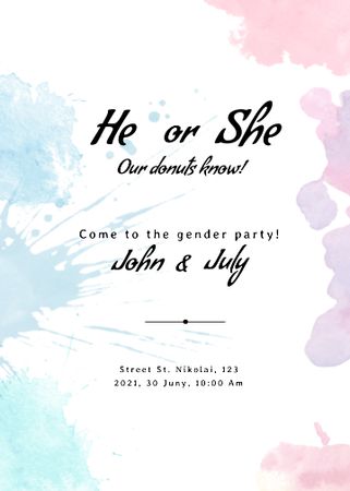 Platilla de diseño Baby Gender Party Announcement Invitation