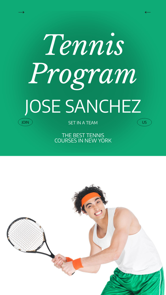 Template di design Tennis program green Instagram Story