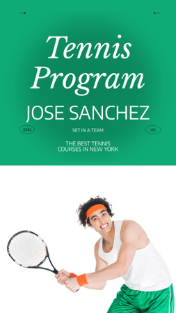 Designvorlage Tennisprogramm grün für Instagram Story