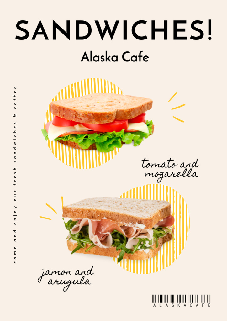 Designvorlage Fast Food Offer with Sandwiches für Poster A3