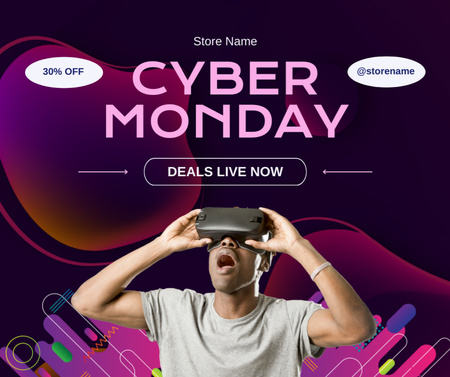 Plantilla de diseño de Cyber Monday Sale of VR Gadgets Facebook 