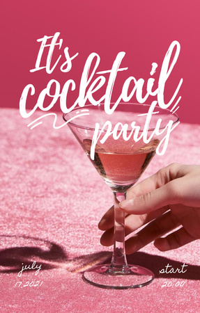 Party Announcement with Cocktail Glass Invitation 4.6x7.2in Modelo de Design