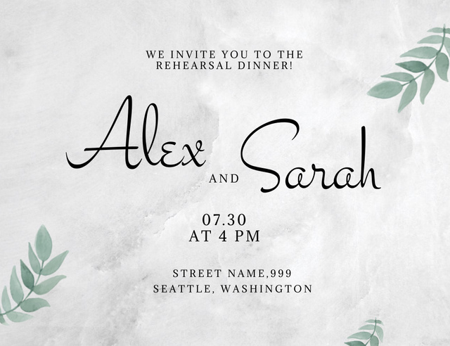 Save The Date Of Rehearsal Dinner Invitation 13.9x10.7cm Horizontal Design Template
