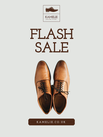 Platilla de diseño Fashion Sale Ad with Stylish Elegant Male Shoes Poster 36x48in