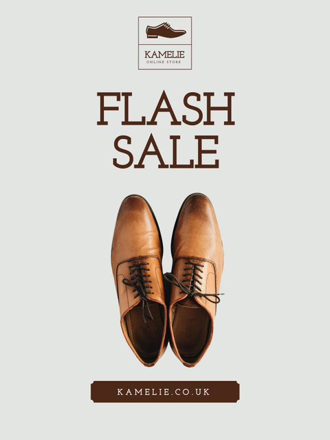 Fashion Sale Ad with Stylish Elegant Male Shoes Poster 36x48in Šablona návrhu