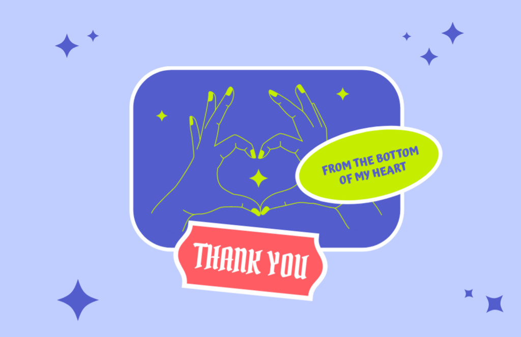 Szablon projektu Thankful Phrase with Female Hands Making Shape Heart Thank You Card 5.5x8.5in