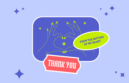 Designvorlage Dankbare Phrase mit weiblichen Händen, die Form-Herz machen für Thank You Card 5.5x8.5in