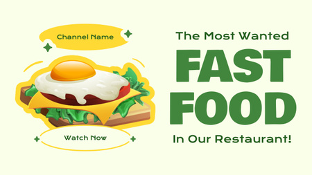 Fast Food Ad with Egg Sandwich Illustration Youtube Thumbnail Design Template