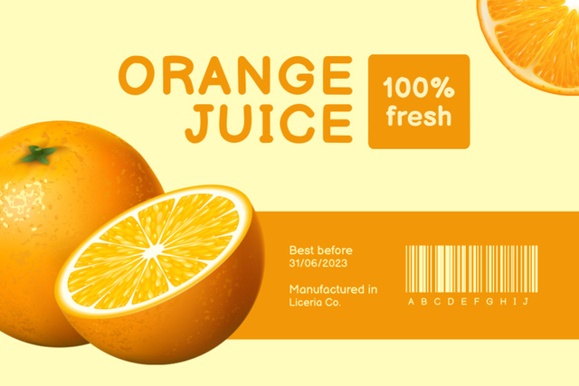 Fresh Organic Orange Juice Labelデザインテンプレート
