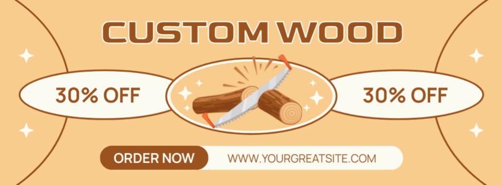 Custom Wood Ad with Illustration of Timber Facebook cover Design Template