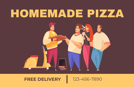 Homemade Pizza Free Delivery Announcement Business Card 85x55mm Design Template