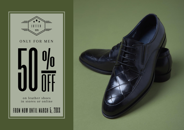 Discount on Elegant Men’s Shoes Poster B2 Horizontal Šablona návrhu