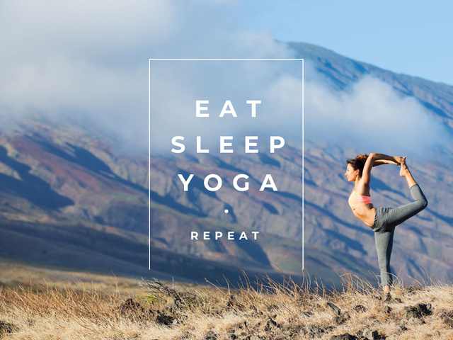 Woman doing Yoga in Mountains Presentation Design Template