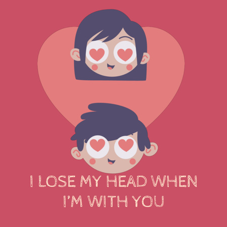 Couple in Heart-shaped frame for Valentine's Day Animated Post Design Template