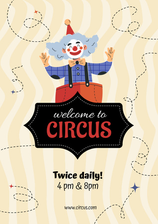 Funny Circus Show Announcement with Clown Poster Design Template