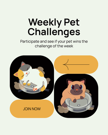 Weekly Pet Challenge Announcement Instagram Post Vertical Design Template