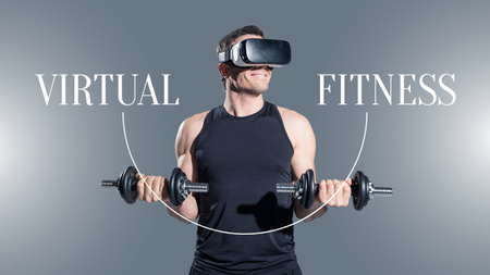 Fitness With Man In VR glasses Youtube Thumbnail Design Template