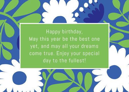 Ontwerpsjabloon van Card van Beste verjaardagswensen met bloemenornament