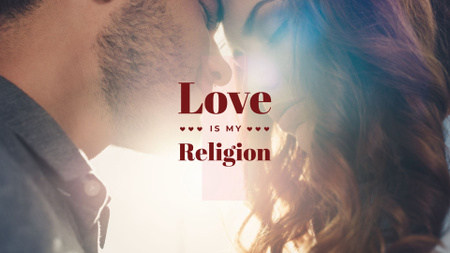 Religion Quote with Happy loving couple Presentation Wide Design Template