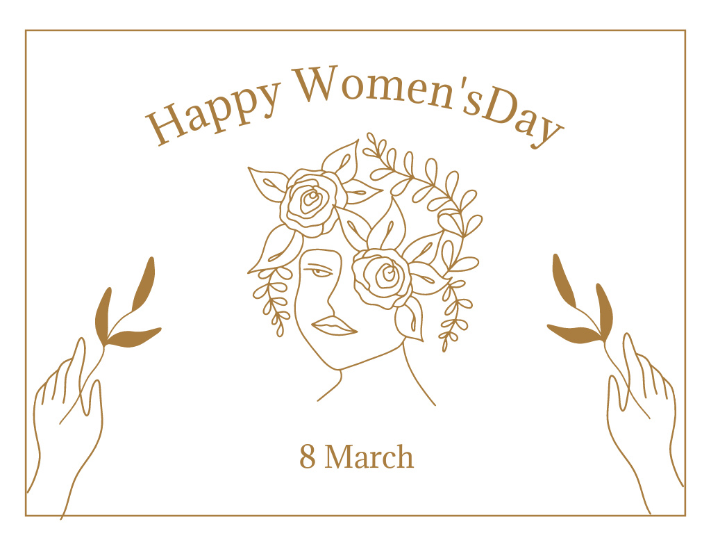 Szablon projektu Women's Day Greeting on Beige Thank You Card 5.5x4in Horizontal