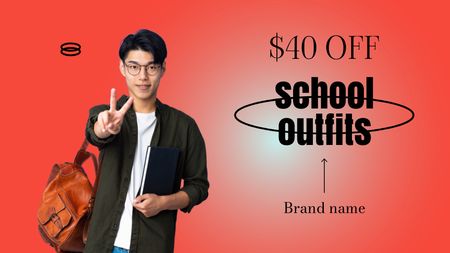Back to School Special Offer with Asian Guy Label 3.5x2in Design Template