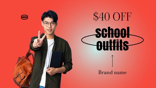 Ontwerpsjabloon van Label 3.5x2in van Back to School Special Offer with Asian Guy