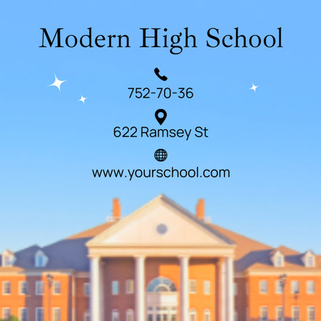 Advertisement for Modern High School Square 65x65mm Design Template
