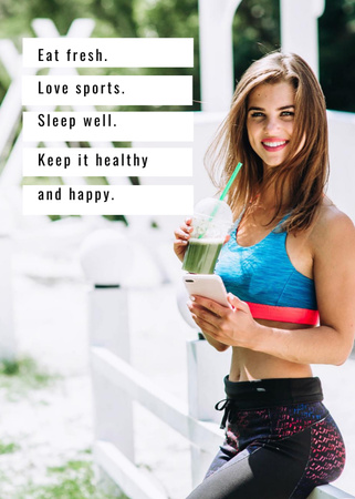Tips On Healthy Way Of Life with Sporty Woman Postcard 5x7in Vertical Design Template