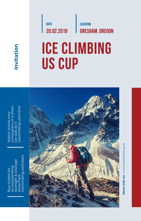 Plantilla de diseño de Tour Offer Climber Walking on Snowy Peak Invitation 4.6x7.2in 