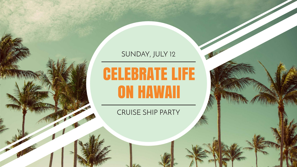 Hawaii Trip Offer with Palm Trees FB event cover tervezősablon