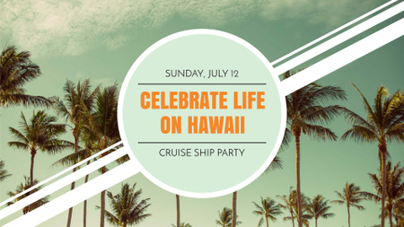 Hawaii Trip Offer with Palm Trees FB event cover Design Template