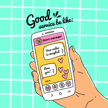 Cute Illustration of Online Chatting Instagram Design Template