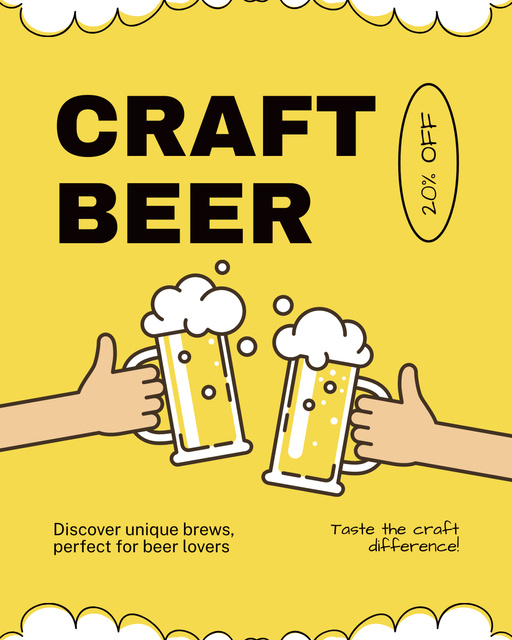 Craft Beer Offer with Grand Discount Instagram Post Vertical Πρότυπο σχεδίασης