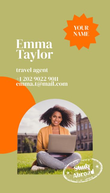Template di design Travel Tours Organization Agent's Service on Green Business Card US Vertical