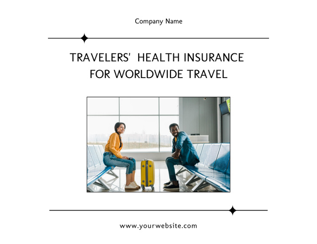 International Insurance Company Services Ad with Tourists Flyer 8.5x11in Horizontal Πρότυπο σχεδίασης