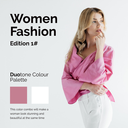 Ontwerpsjabloon van Instagram van Mode duotoon kleurenpalet met outfit