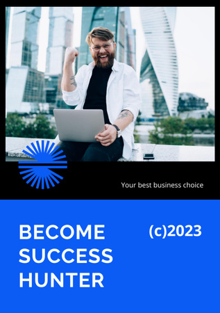 Business Conference announcement with happy Man Flyer A5 Design Template